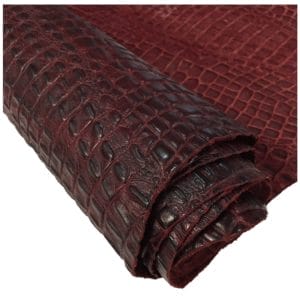 Oltu crocodile embossed cow leather in burgundy shade-Avetco.