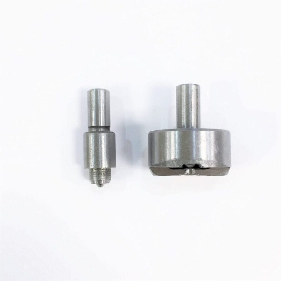 Boot hooks setter die insert 6.3mm for 9.4mm shaft – compatible with hand press and foot press machines, steel construction, shown on white background