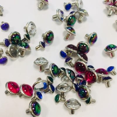 0.27"| 6.9mm Acrylic Rhinestone Rivets - Nickel 100 PCs