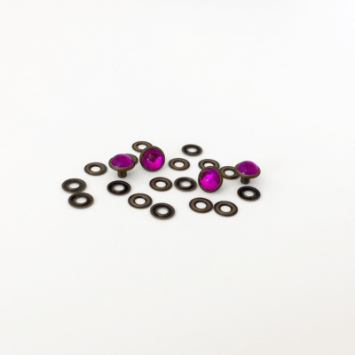 0.27" l 6.9mm Acrylic Rhinestone Rivets - Antique Brass (100pcs)