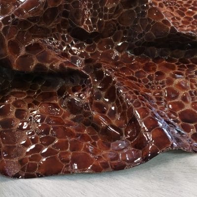 Patent Embossed Grain Cow Leather Cognac