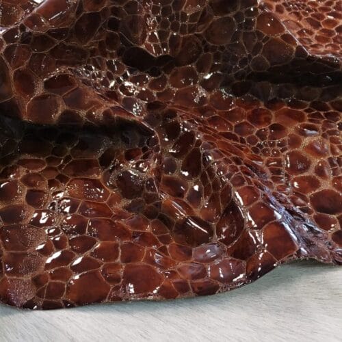 Patent Embossed Grain Cow Leather Cognac