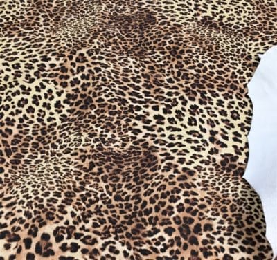 The Cheetah Print Lambskin consists of vibrant colors that grasp the true elegance and look of a cheetah’s fur. The leather itself is quite soft to the touch and has a smooth surface that can be suitable for various uses.