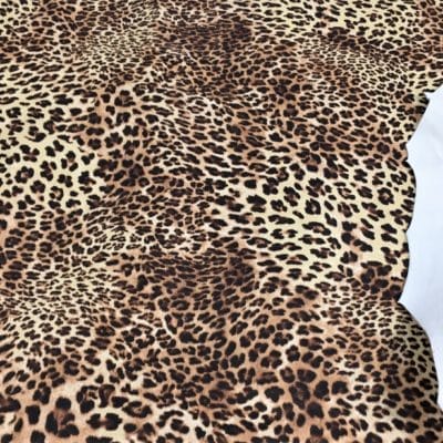 The Cheetah Print Lambskin consists of vibrant colors that grasp the true elegance and look of a cheetah’s fur. The leather itself is quite soft to the touch and has a smooth surface that can be suitable for various uses.