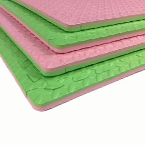 Interlocking puzzle mat tiles are premium grade high-density EVA foam rubber. Perfect for children’s playroom, gym fitness, dance, yoga, martial arts, and much more.