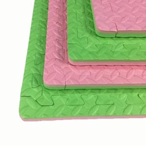 Interlocking puzzle mat tiles are made from premium-grade, high-density EVA foam rubber. These tiles are thick and textured, providing softness, safety, and durability. These colorful mats are double-sided, reversible, and interchangeable, creating a checkered pattern with the two colors of your choice. If you change your mind, the mats can easily be flipped over to the other colors creating a whole new atmosphere. They are perfect for a children’s playroom, gym fitness, dance, yoga, martial arts, sound control, and much more.