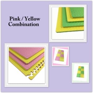 Interlocking puzzle mat tiles are made from premium-grade, high-density EVA foam rubber. These tiles are thick and textured, providing softness, safety, and durability. These colorful mats are double-sided, reversible, and interchangeable, creating a checkered pattern with the two colors of your choice. If you change your mind, the mats can easily be flipped over to the other colors creating a whole new atmosphere. They are perfect for a children’s playroom, gym fitness, dance, yoga, martial arts, sound control, and much more.