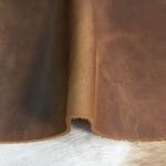 Close-up of vintage pull-up effect on Crazy Horse leather-Avetco