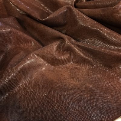 brown water snake embossed cow leather