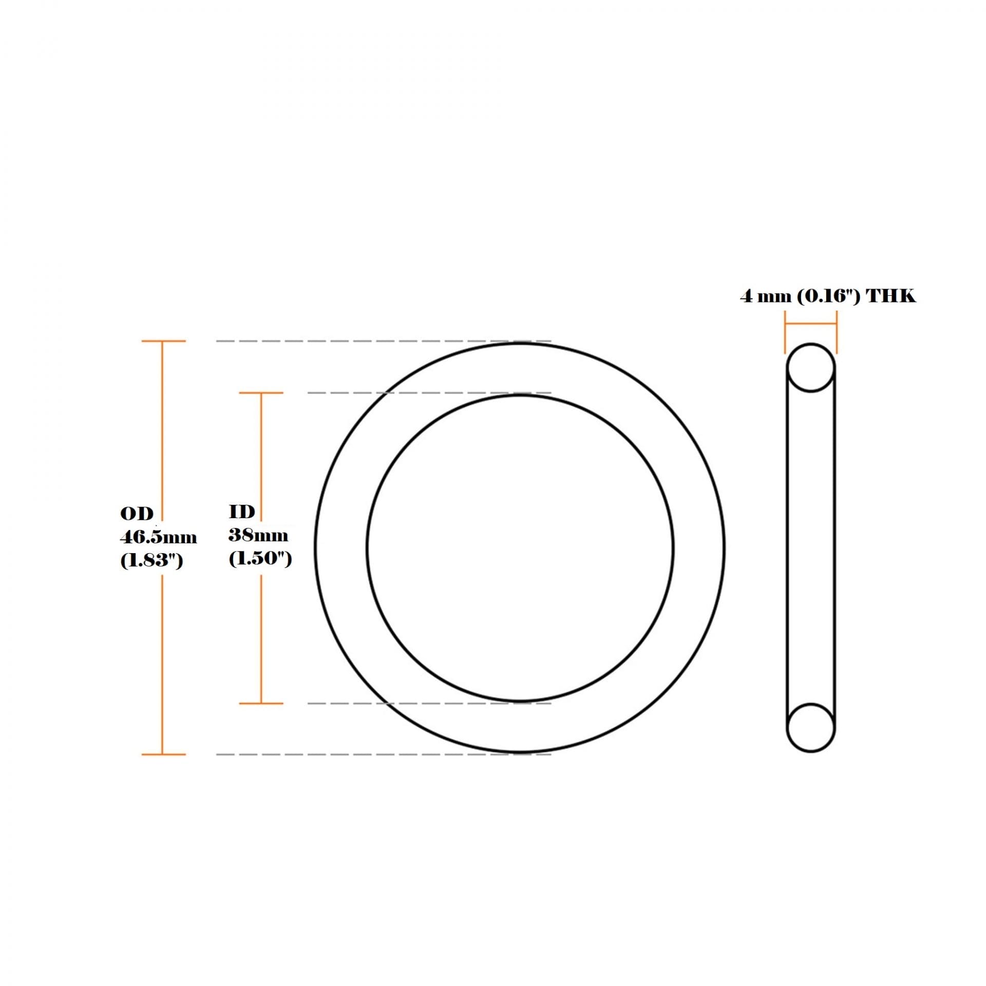 38 mm 4thk Oring Templet