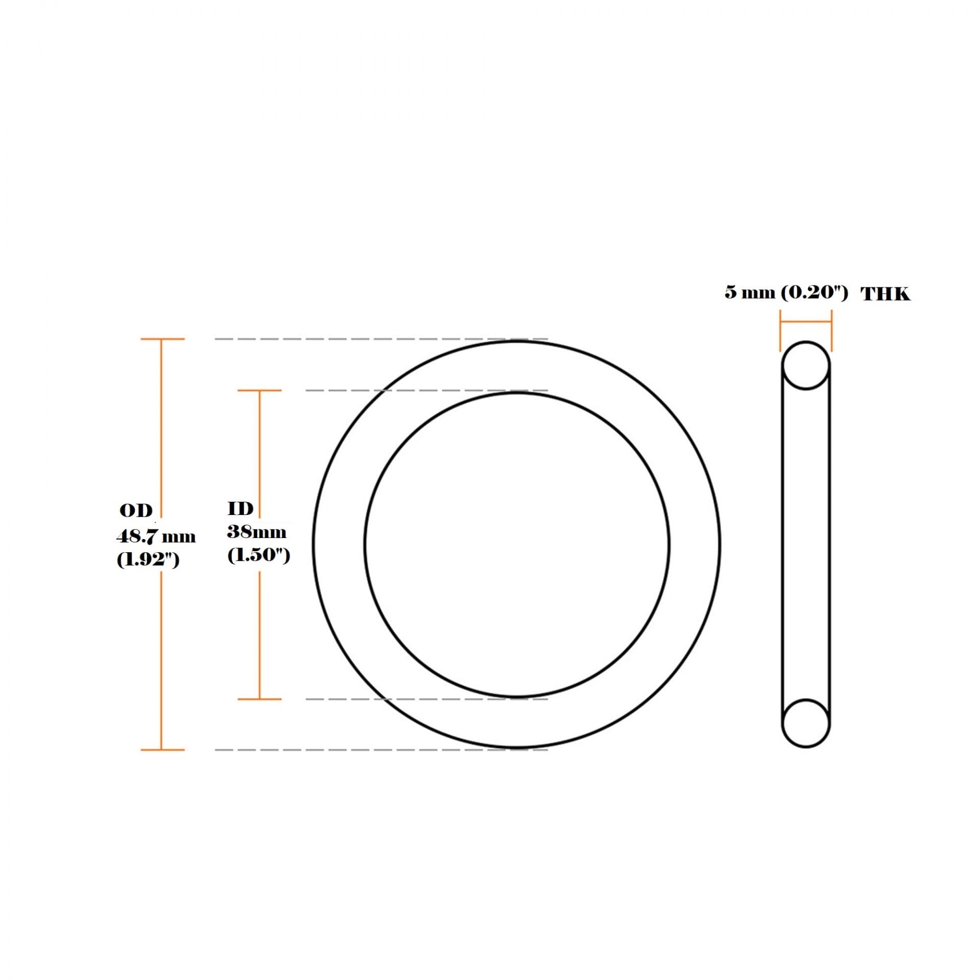 38 mm 5thk Oring Templet