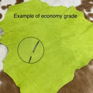 This Economy Goat Suede Leather is a soft and luxurious material that adds a chic touch to any style. It's perfect for creating accessories, handbags, shoes, belts, and apparel. The leather weighs 3oz and has a thickness of 1.0-1.2mm, with an average hide size of 2-3sq ft. The leather has a medium soft temper and was tanned using chrome. It may have some blemishes or holes, but it's still a high-quality manufacturing grade B leather. Originating from Italy, this suede leather is irresistible to the touch.