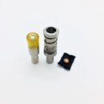 R598 - R588 Decorative Rivet .This tool is used for setting decorative rivets and comes with a machine die top insert of 9.4 mm, and a machine die bottom insert of 9.4 mm. The tool is made of high-quality steel, which ensures durability and longevity.