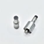 Steel die setter tool for 0.33″ (8.5mm) EL2 beveled grommets – 9.4mm top and bottom inserts on white background