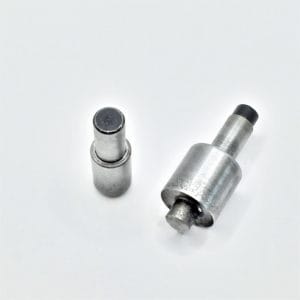 Steel die setter tool for 0.33″ (8.5mm) EL2 beveled grommets – 9.4mm top and bottom inserts on white background