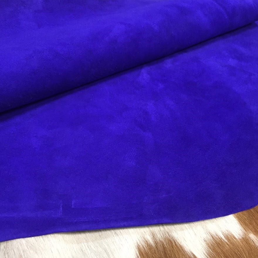 hognubuck_royalblue Avetcoinc@ (5) This exquisite collection features Pigskin Nubuck Leather, a suede with utmost softness that adds sophistication to any outfit. The timeless palette of natural colors perfectly complements the eye-catching hues, offering a versatile range of options. The suede's supple texture is incredibly tempting to the touch, and the leather comes from domestic pigs processed as whole hides with a thickness of 3 oz and an average size of 5-6 sq. ft. Additionally, the nubuck texture and medium soft temper of the suede perfectly highlight its exquisite suede texture. The leather is tanned using the chrome tannage method and is sourced from Taiwan. This exquisite collection is worth checking out, Perfect for footwear, accessories, handbags, apparel, belts, and DIY projects.