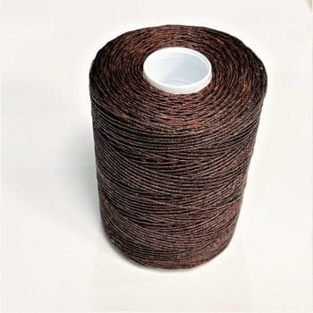 TI.1000-18 Coffee (1) | Avetco Leather Hides and Eva Foam Avetco Brand offers a wax-coated polyester thread that is shiny, soft, and highly resistant to high temperatures, humidity, mildew, and water. This thread is perfect for hand-sewing, crafting, and manufacturing a wide range of products such as footwear, sofas, car seats, sports equipment, furniture, and canvas items. It is a versatile material that is durable and reliable, ensuring long-lasting results. Each spool contains 250 grams of thread that is made from 100% polyester waxed material and has a length of approximately 400m/433 yards. The thickness of the thread is 0.76mm.