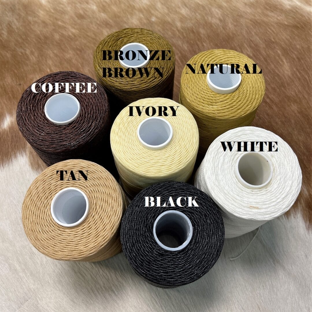 Waxed Thread This thread is a durable, soft, and shiny material perfect for hand-sewing, crafting, and manufacturing products like footwear, sofas, car seats, sports equipment, furniture, and canvas items. It can withstand high temperatures, humidity, mildew, and water, making it a reliable and versatile material that lasts long. The thread is made of 100% Polyester Waxed and comes in a spool containing 250 grams. The spool is approximately 400 meters or 433 yards long, and the thread has a thickness of 0.5 mm. It's manufactured in Mexico.