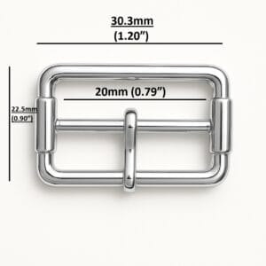 Y2017 nickel buckle with roller, rectangular design for 15mm strap – ideal for leathercraft, handbags, shoes, and belts.