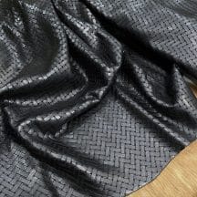 Gardner Black Cow Leather- Avetco Inc 3 | Avetco Leather Hides and Eva Foam The Gardner Collection is a European, washed, grain leather cowside hide with a chrome tannage finish. This collection has a diagonal zigzag pattern on the surface creating a woven-look, which is established using a laser printing technique. The Gardner collection has a wax finish on top, giving the leather a luscious shine adding a rich elegance to a casual style.