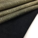 Metallic Embossed Nubuck Cow Leather in Black with Gold Foil