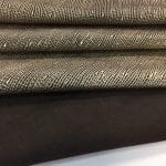 Metallic Nubuck Cow Leather in Brown with Gold Foil