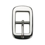 Close-up of Y1018 Center Bar Buckles in Nickel finish, made of zinc alloy, designed for straps. Compact, rectangular design with a center bar, photographed on a neutral background.