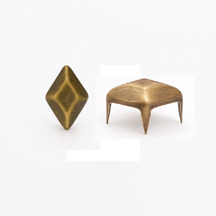 Diamond Nailhead NH69 Antique Brass Front and Side View-Avetco