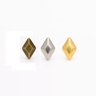 Trio of Diamond NailHead NH69 —antique-brass, nickel, gold finishes lined up front view, Avetco