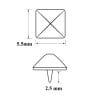 Black and white technical illustration of 5.5mm pyramid nailhead with 2.5mm spike, showing precise measurements for leathercraft and accessory use-Avetco