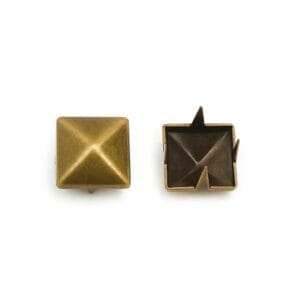 Antique Brass 9mm Pyramid Nail Head NH36 showing decorative studs with 3.5mm spike for leathercraft and accessories