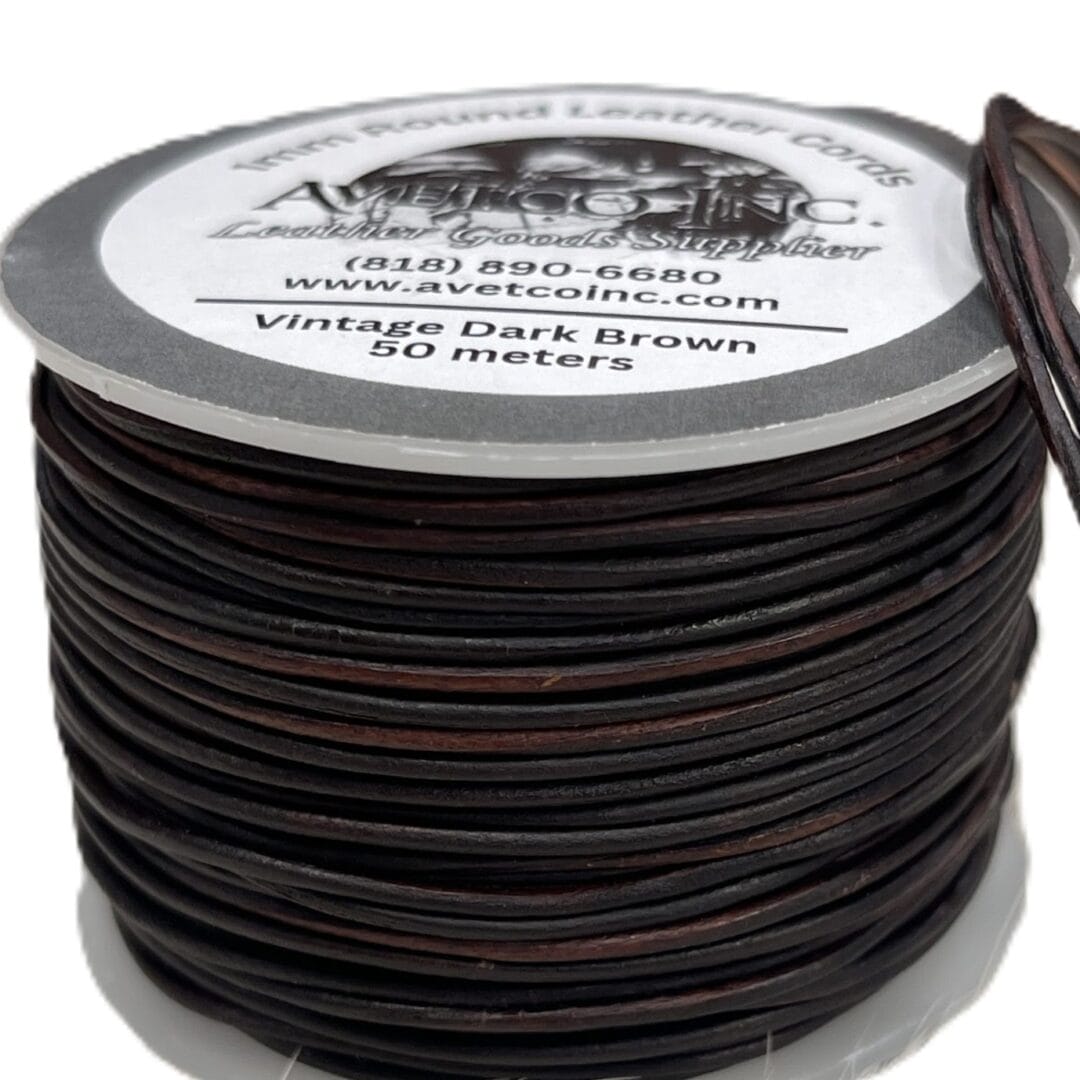 Round Leather Cords 1MM Brown