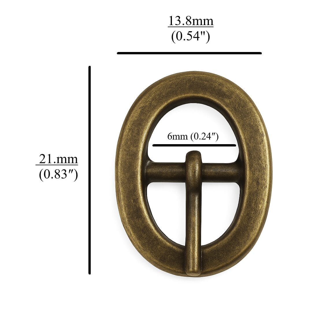 Y1007 Antique Brass Center Bar Buckle-Avetco Inc-06mm