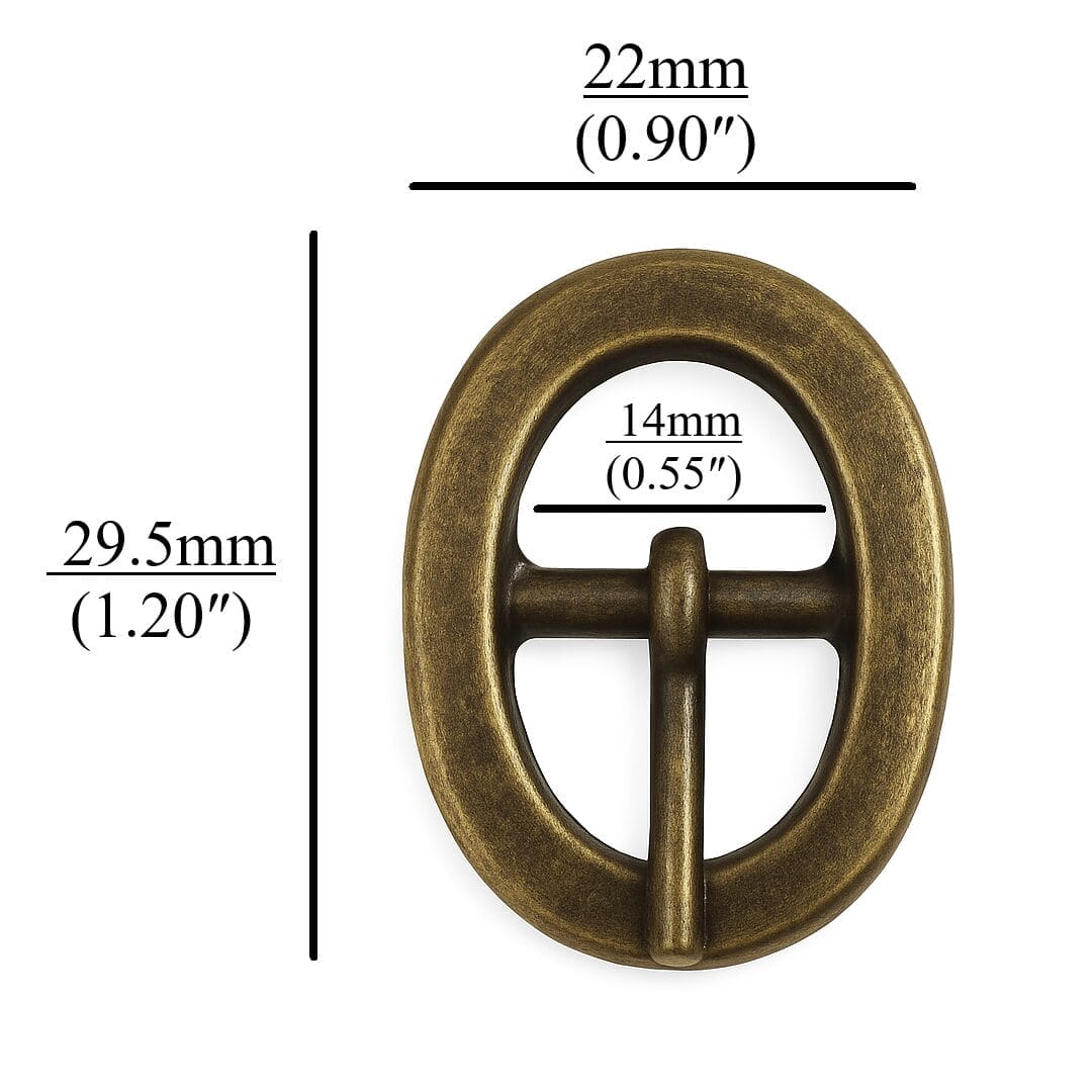Y1007 Antique Brass Center Bar Buckle-Avetco Inc-14mm
