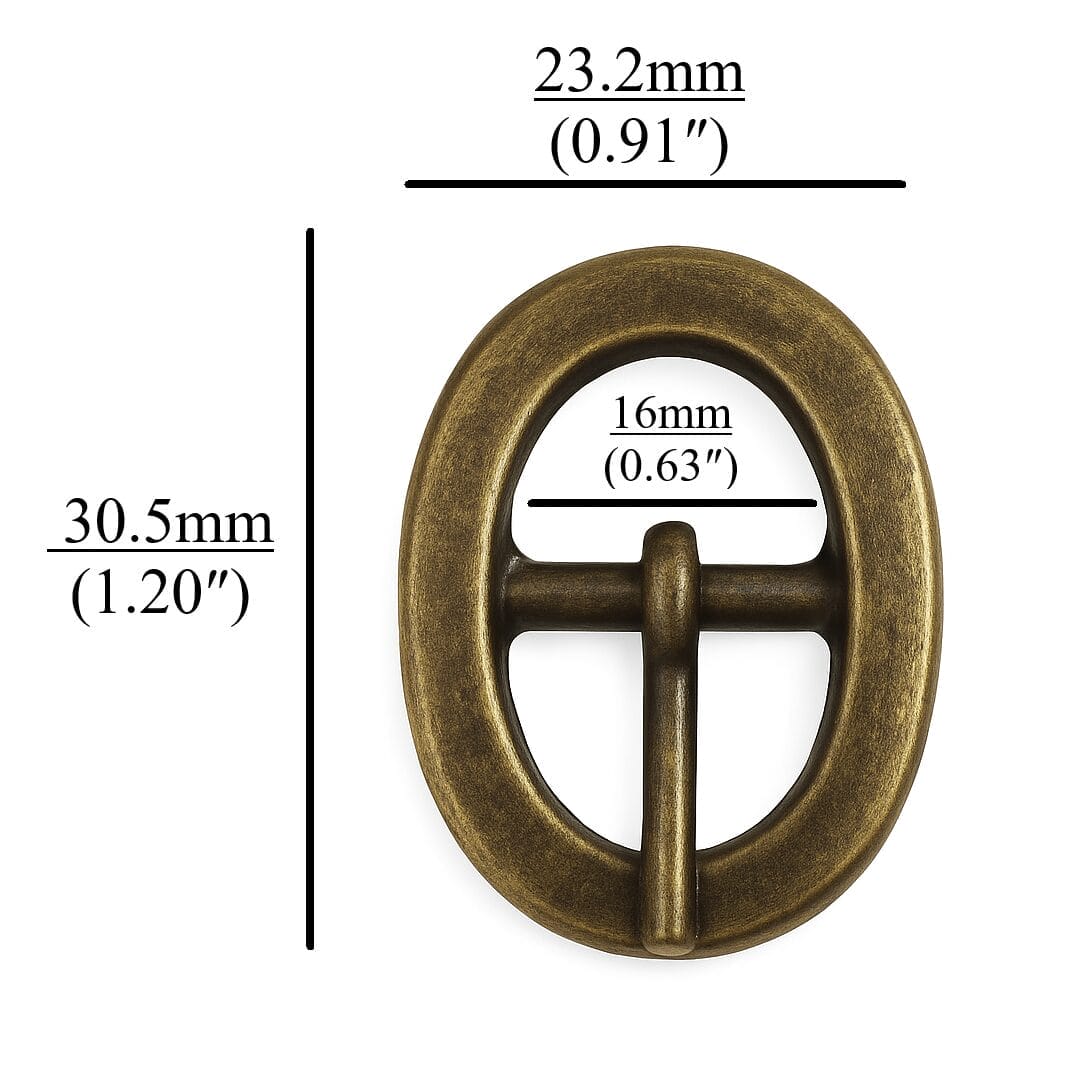 Y1007 Antique Brass Center Bar Buckle-Avetco Inc-16mm