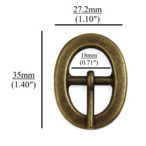 Y1007 Antique Brass Center Bar Buckle-Avetco Inc-18mm | Avetco Leather Hides and Eva Foam Y1007 18mm Oval Center Bar Buckle – Nickel, Antique Brass, Gold Plating – Avetco