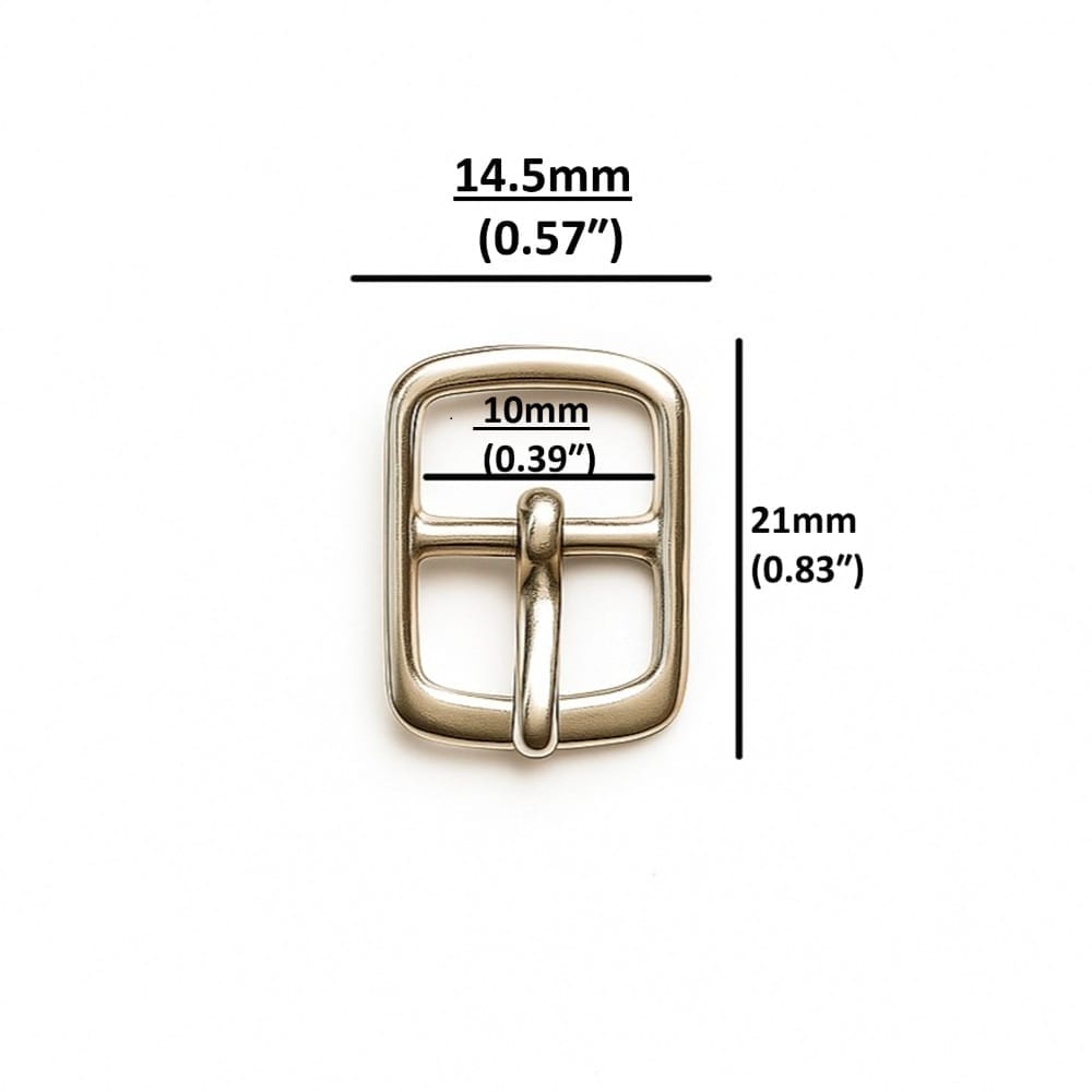 Y860010MM Nickel: 10mm center bar buckle in silver zinc alloy – Avetco