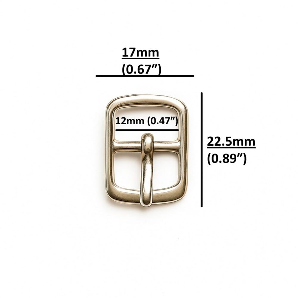 Y860012MM Nickel: 12mm center bar buckle in silver zinc alloy – Avetco