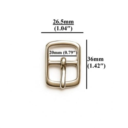 Nickel: 20mm center bar buckle in silver zinc alloy