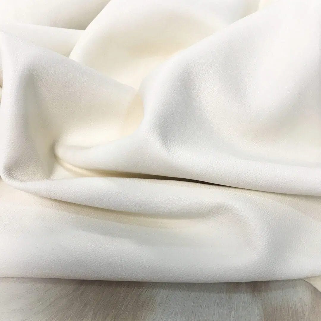 Avetco White Full Grain Lambskin Leather Hide