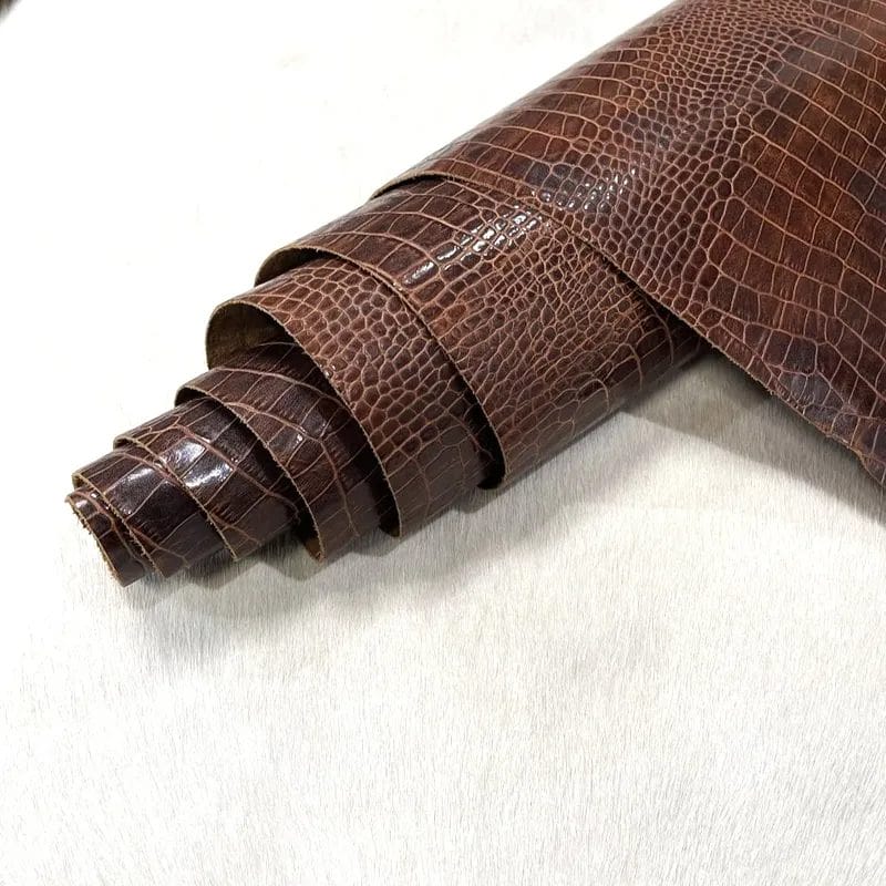 Avetco Rustic Brown Embossed Cowhide Leather Roll