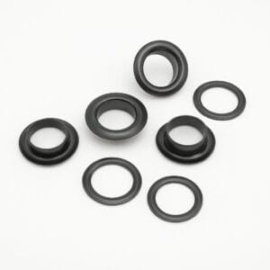 14.5mm EL2 beveled grommet with washers in a dark gunmetal finish from Avetco.