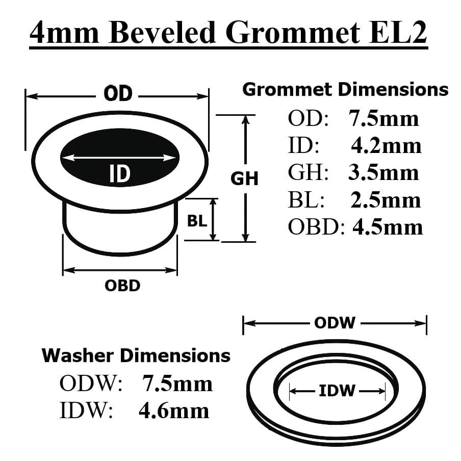 4mm Beveled Grommet EL2 Diagram-Avetco