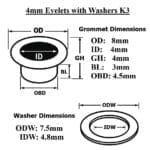 4mm Eyelets with Washers K3 | Avetco Leather Hides and Eva Foam 4mm Eyelets with Washers