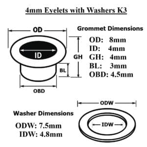 4mm Eyelets with Washers