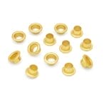 Avetco Inc. 5mm beveled metal eyelets in gold finish – Model K3 – decorative hardware for leather bags, shoes, and fashion accessories.