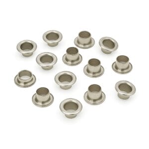 5mm inside diameter beveled eyelets in nickel finish – Model K3 by Avetco Inc. – ideal for reinforced holes in leather and garments.”