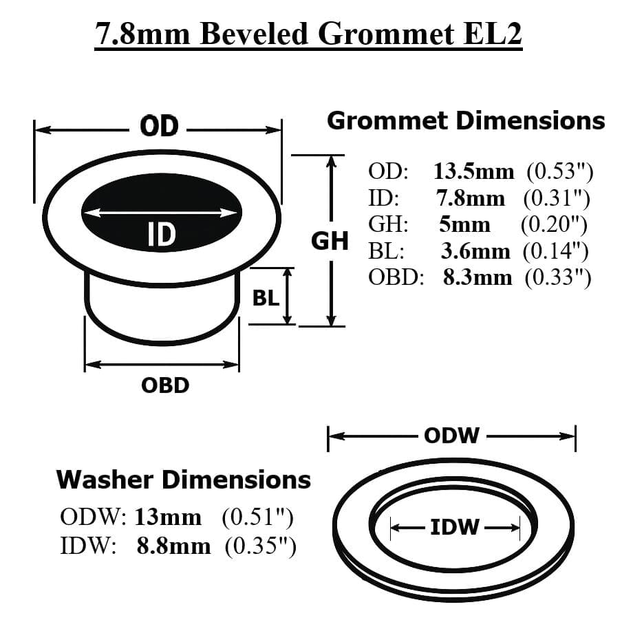 7.8mm Beveled Grommet EL2