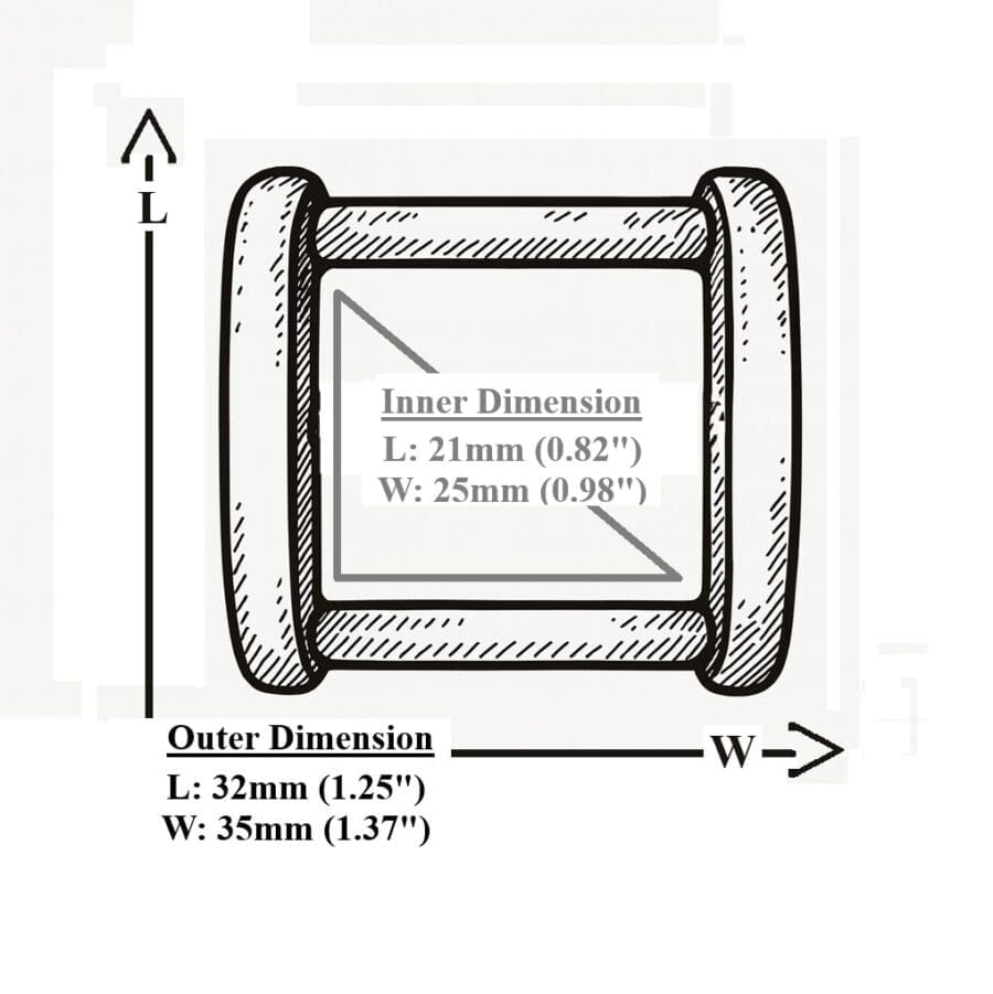 AKA85 25mm Rectangular Ring – All Three Finishes