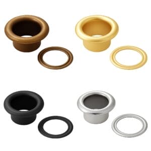 EL2 Beveled Grommet Set in 4 Colors – Antique Brass, Gold, Gunmetal, Nickel with Matching Washers – Avetco